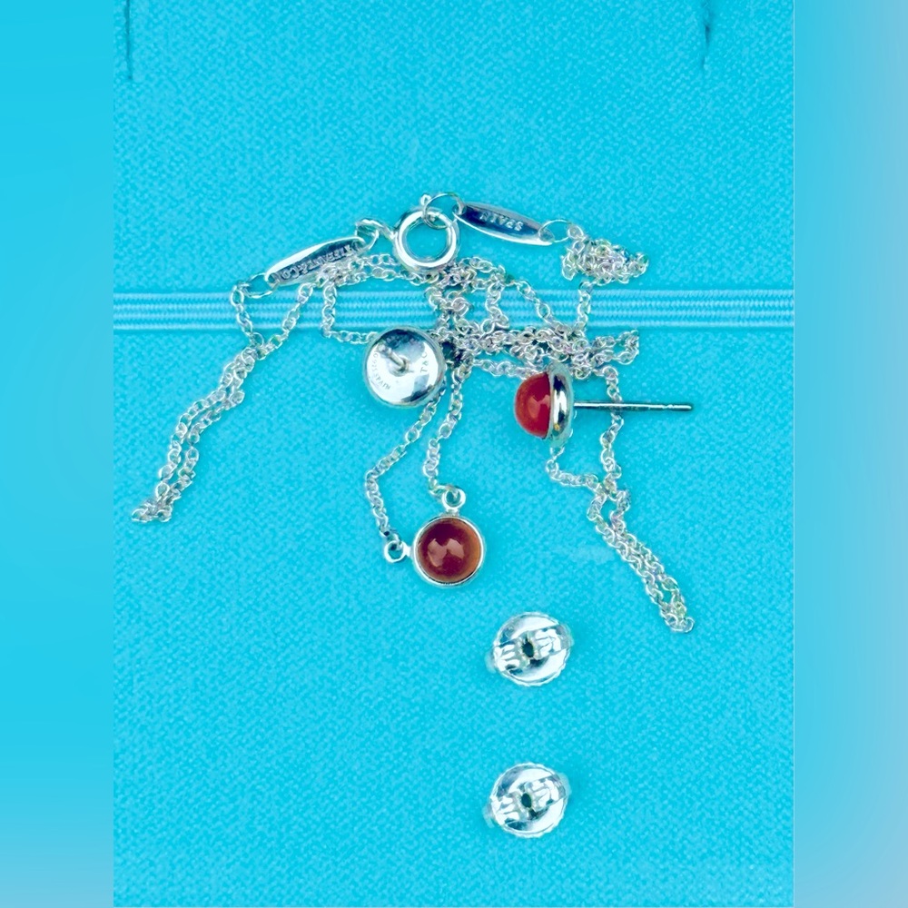 Tifffany &Co.Earrings by the yard chalcedony and silver 925 - Picture 4 of 13